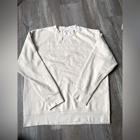 VTG Penn State Nittany Lions Sweatshirt Crewneck Embroidered Beige White Size L - Picture 1 of 12